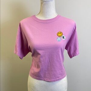 Champion Pink Short Sleeve Tee with Smiley Patch